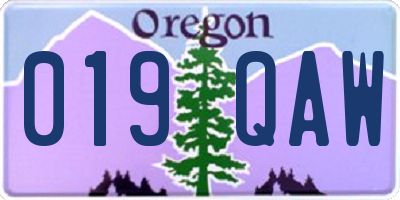 OR license plate 019QAW