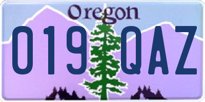 OR license plate 019QAZ