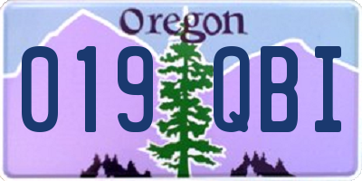OR license plate 019QBI