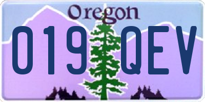 OR license plate 019QEV