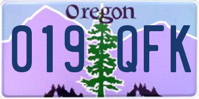 OR license plate 019QFK