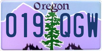 OR license plate 019QGW