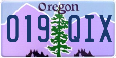 OR license plate 019QIX