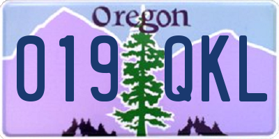 OR license plate 019QKL