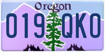 OR license plate 019QKO