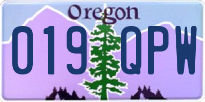 OR license plate 019QPW