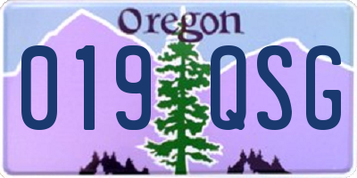 OR license plate 019QSG