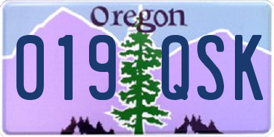 OR license plate 019QSK
