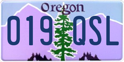 OR license plate 019QSL