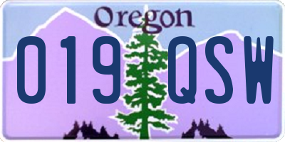 OR license plate 019QSW