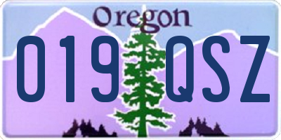 OR license plate 019QSZ
