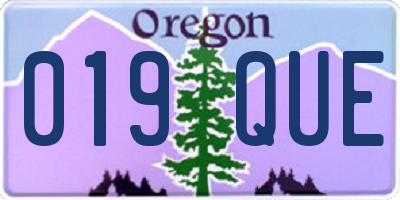 OR license plate 019QUE