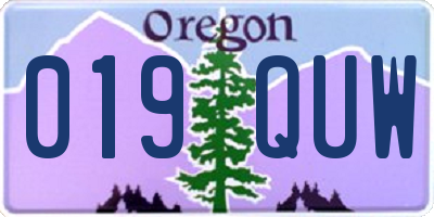 OR license plate 019QUW