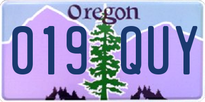 OR license plate 019QUY