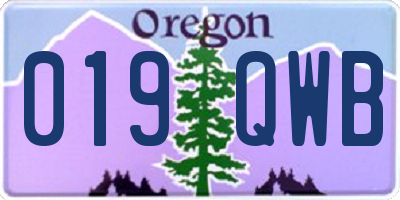 OR license plate 019QWB