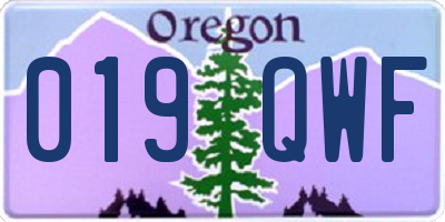 OR license plate 019QWF