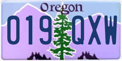 OR license plate 019QXW