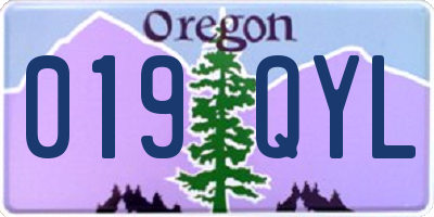 OR license plate 019QYL