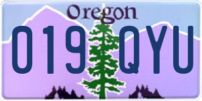 OR license plate 019QYU