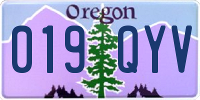 OR license plate 019QYV