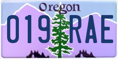 OR license plate 019RAE