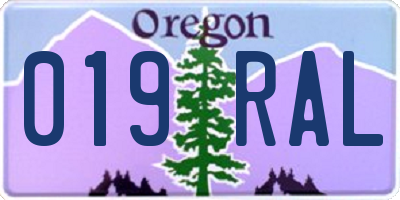 OR license plate 019RAL