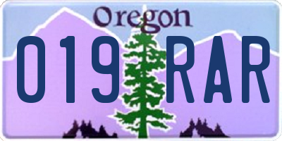 OR license plate 019RAR