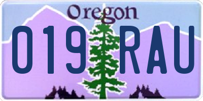 OR license plate 019RAU