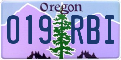 OR license plate 019RBI