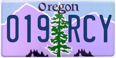 OR license plate 019RCY