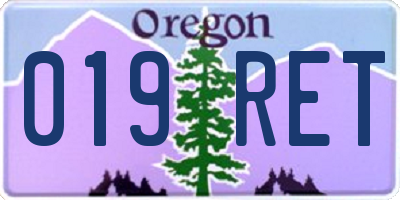 OR license plate 019RET