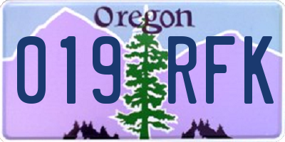 OR license plate 019RFK