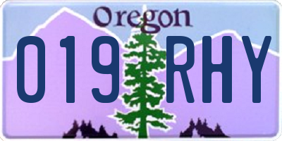 OR license plate 019RHY