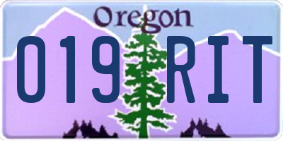 OR license plate 019RIT