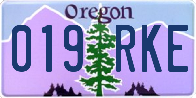 OR license plate 019RKE