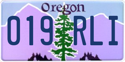 OR license plate 019RLI
