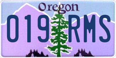 OR license plate 019RMS