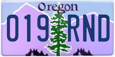 OR license plate 019RND