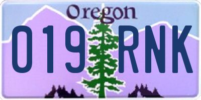 OR license plate 019RNK