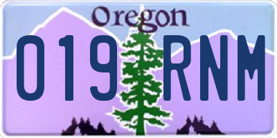 OR license plate 019RNM