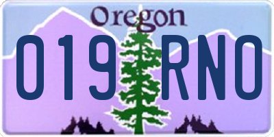 OR license plate 019RNO