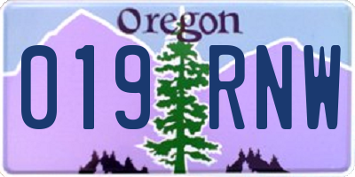 OR license plate 019RNW