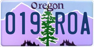 OR license plate 019ROA