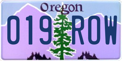 OR license plate 019ROW