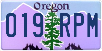 OR license plate 019RPM