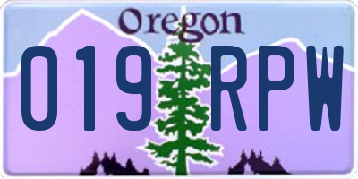 OR license plate 019RPW
