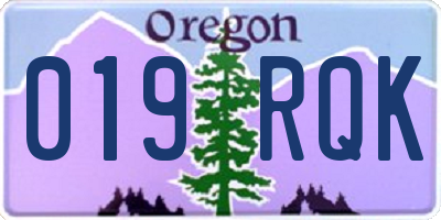 OR license plate 019RQK