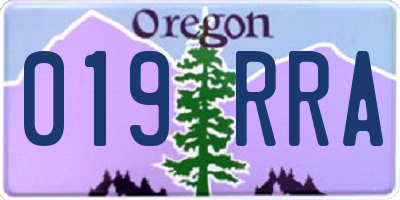 OR license plate 019RRA