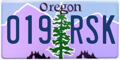 OR license plate 019RSK