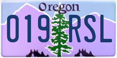OR license plate 019RSL